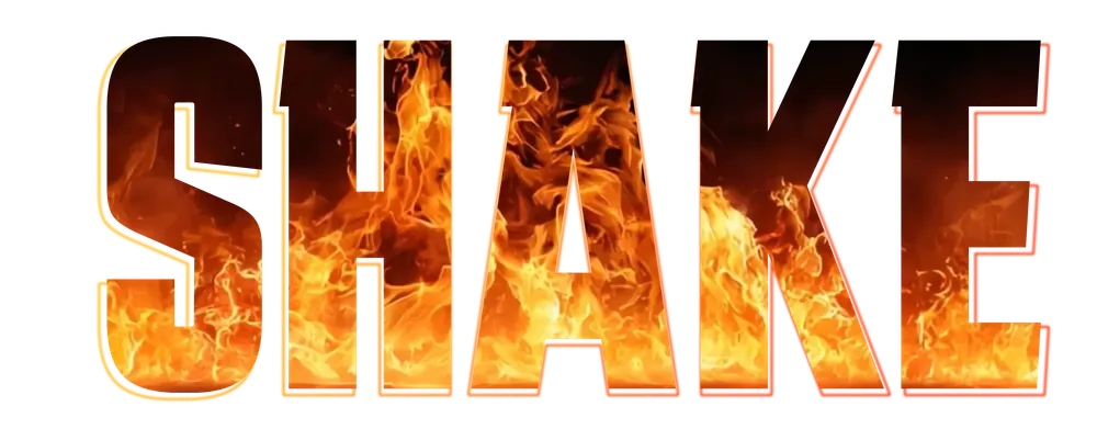 Schriftzug Shake in Flammen