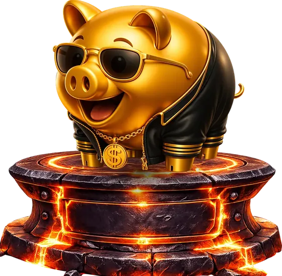 Goldenes Sparschwein auf Glutsockel aus der Yep Casino App